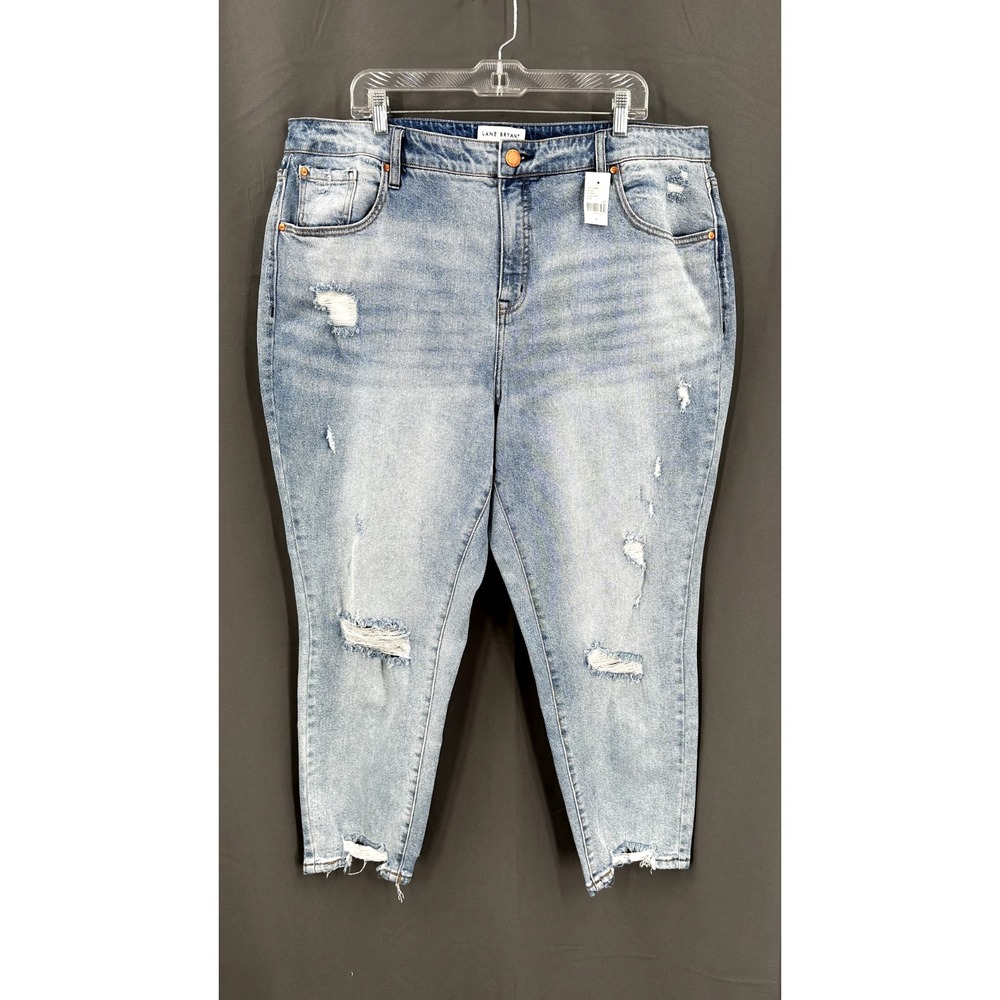 Lane Bryant Jeans Women 20 Blue Distressed High Rise Girlfriend Straight Denim